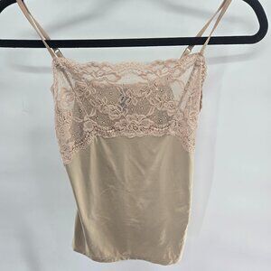 Vintage Jones New York Beige Nylon Lace Cami Size Medium